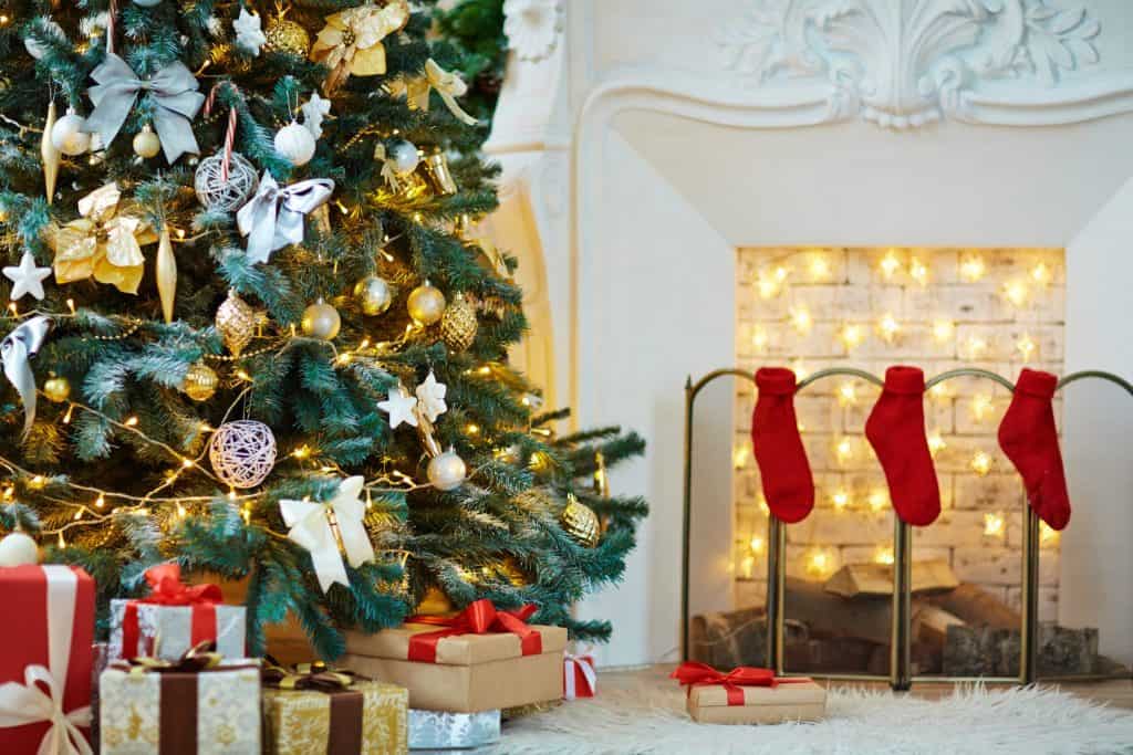 christmas stocking and tree